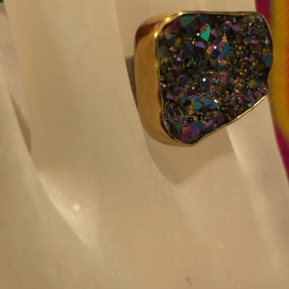 Jewel-toned Drusy Ring Sterling + 18K Yellow Gold - Picture 5 of 6